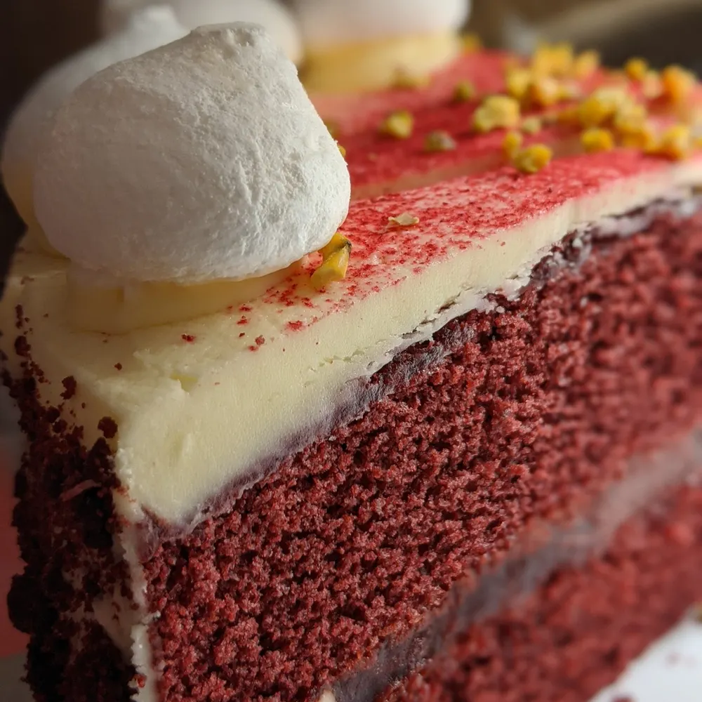 Slice of red velvet cake